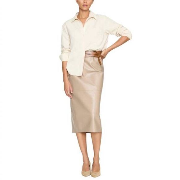 Brochu Walker The Irene Vegan Leather Skirt in Taupe L - Picture 1 of 4